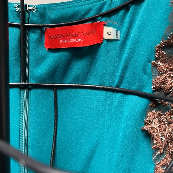 Green Carmen Marc Valvo evening gown sz 6 - Picture 5 of 8